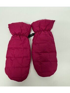 Eddie Bauer Womens L/XL Quilted Insulated Mittens Goose Down Berry Pink Winter G